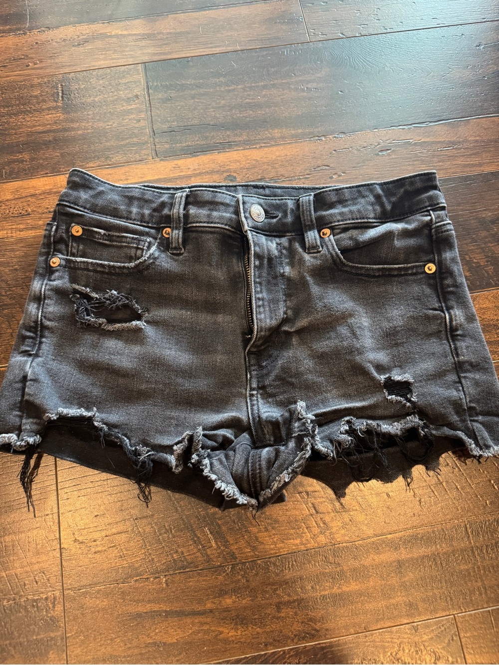 American Eagle Outfitters Black Distressed Denim Cutoff Shorts